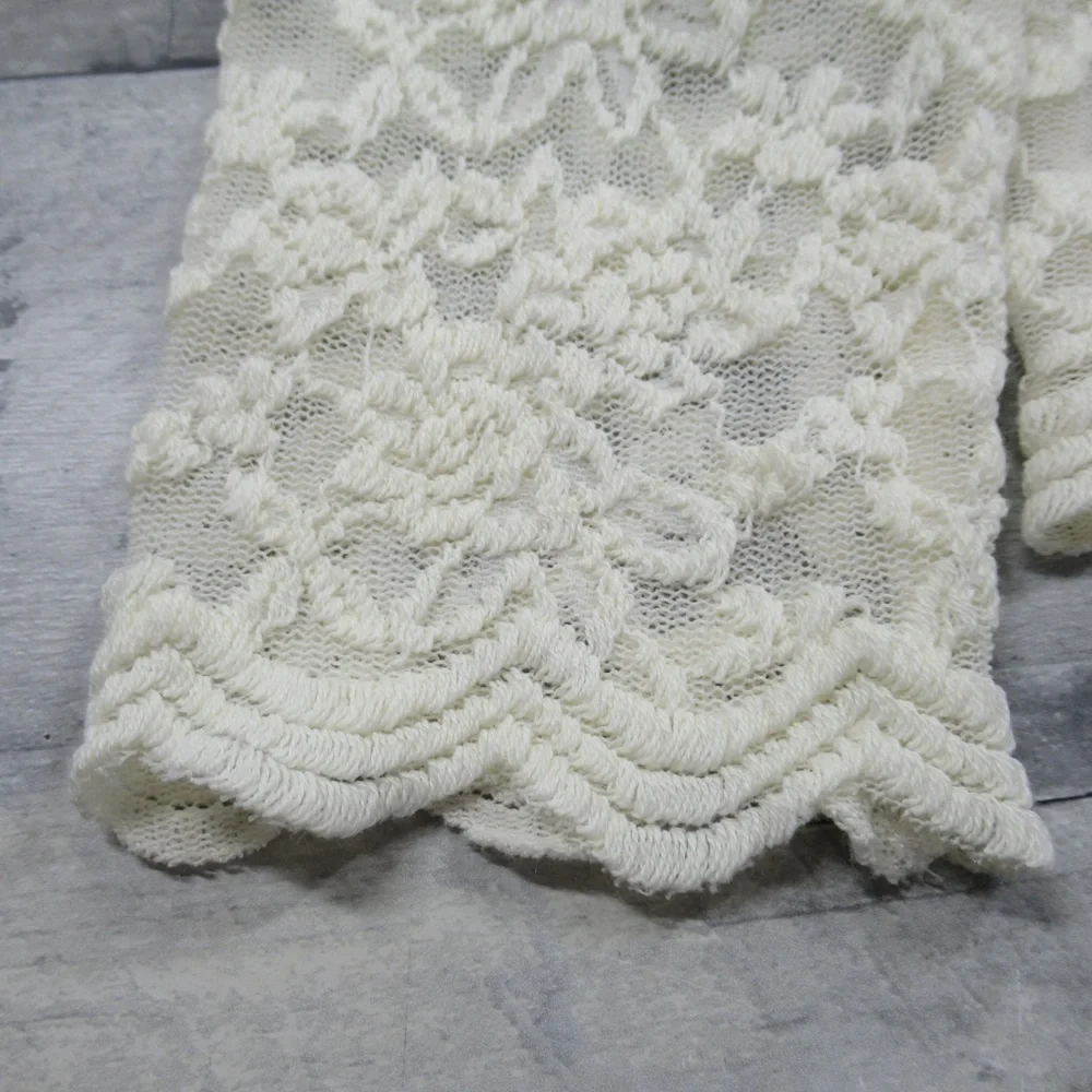 GUESS Ivory Lace Sweetheart Neck Long sleeve Sheer Blouse Women's Size XL